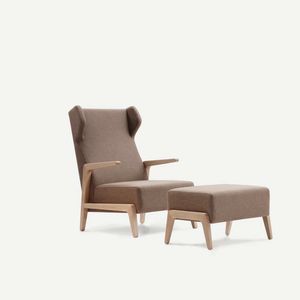 fauteuil contemporain / en tissu / avec repose-pieds / à oreilles