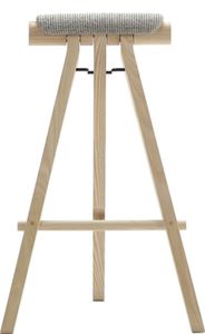 tabouret contemporain / en frêne / tapissé / gris
