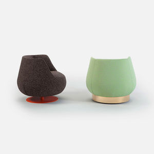 fauteuil contemporain / en tissu / piètement central / gris