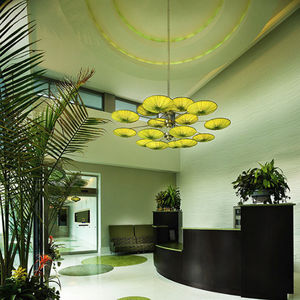 lustre contemporain / en acier inoxydable / en soie / fluocompact