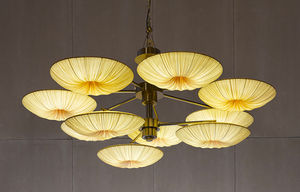 lustre contemporain / en acier inoxydable / en soie / fluocompact