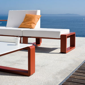 pouf contemporain / en tissu / en vinyle / carré