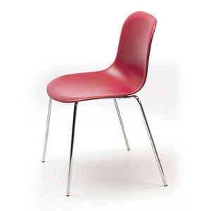 chaise visiteur design scandinave / en tissu / en acier / en acier chromé