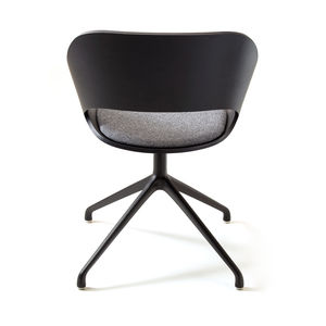 chaise visiteur contemporaine / en tissu / en frêne / en aluminium poli