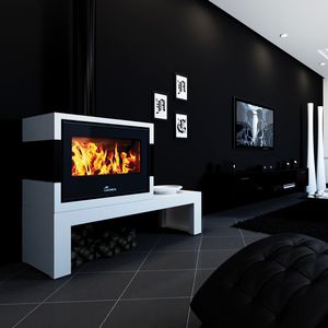 poêle à bois / contemporain / en métal