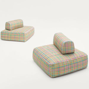 pouf contemporain / en tissu / en polystyrène / carré
