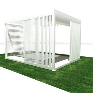 pergola autoportée / en aluminium / en oryzawood / à lames orientables