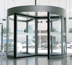 porte d'entrée / à tambour / en inox / pour établissement public