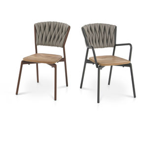 chaise contemporaine / avec accoudoirs / empilable / en tissu