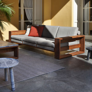 canapé contemporain / de jardin / en Sunbrella® / en acajou