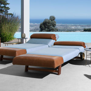 bain de soleil contemporain / en acajou / en cuir / dossier ajustable