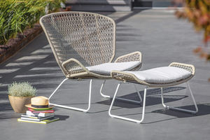 chaise de jardin contemporaine / à dossier haut / en aluminium / en teck