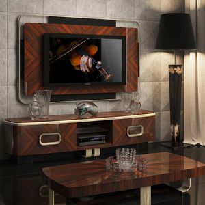 ensemble TV mural contemporain / en bois laqué