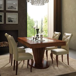 table de style / en verre / en bois laqué / rectangulaire