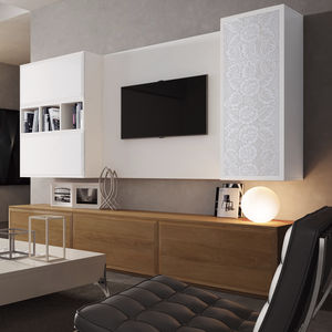 ensemble TV mural contemporain / en bois / en bois laqué