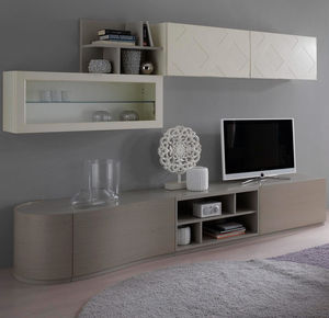 ensemble TV mural contemporain / en bois / en bois laqué