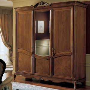 armoire classique / en bois / à porte battante / avec miroir