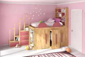 lit simple / mi-hauteur / contemporain / en bois