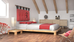 lit double / tatami / contemporain / en bois