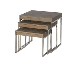 table gigogne contemporaine / en acier / en chêne / rectangulaire