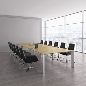table de réunion contemporaine / en plaqué bois / en aluminium / en stratifié