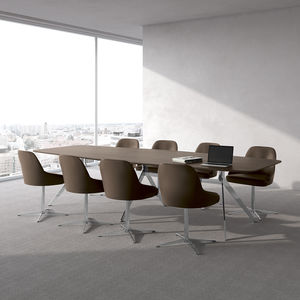 table de réunion contemporaine / en plaqué bois / en aluminium / en stratifié