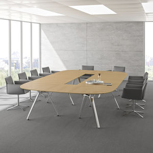 table de conférence contemporaine / en plaqué bois / rectangulaire / ovale