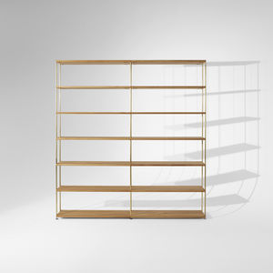 étagère contemporaine / en chêne / en MDF laqué / en acier à revêtement par poudre