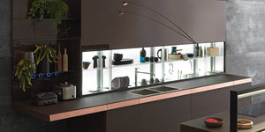 étagère contemporaine / en verre / pour cuisine / éclairée