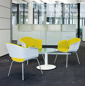 chaise visiteur contemporaine / avec accoudoirs / tapissée / pivotante