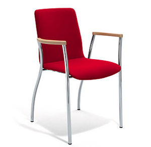 chaise visiteur contemporaine / en tissu / en acier / en cuir