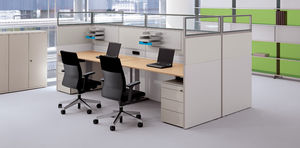 séparateur de bureau sur plan / au sol / en verre / stratifié