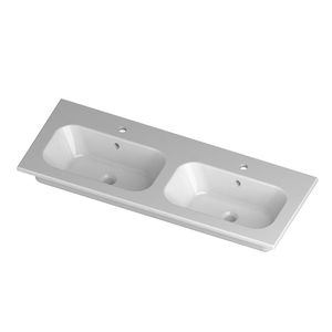 vasque double / à encastrer / rectangulaire / en céramique
