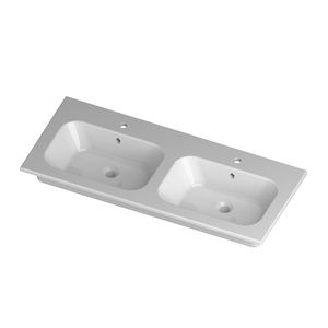 vasque double / à encastrer / rectangulaire / en céramique