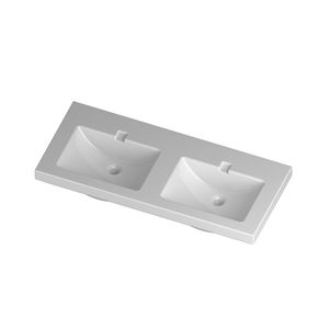 vasque double / suspendue / rectangulaire / en céramique