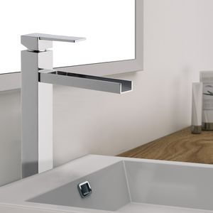 mitigeur pour vasque / en laiton chromé / 1 trou / à bec long