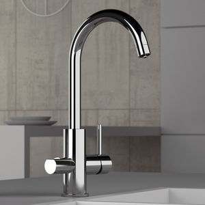 mitigeur en laiton chromé / de cuisine / 1 trou / à bec orientable