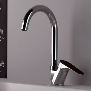 mitigeur en laiton chromé / de cuisine / 1 trou / à bec orientable