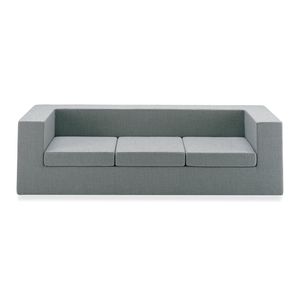canapé contemporain / en cuir / en tissu / 3 places
