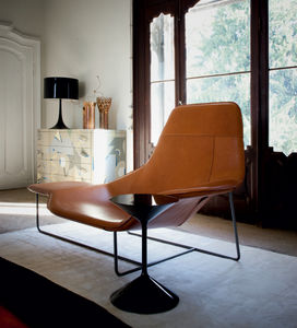chaise longue contemporaine / en tissu / en cuir / en acier