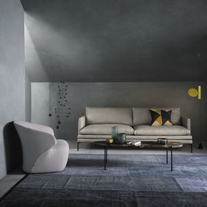 table basse contemporaine / en acier / en marbre / ovale