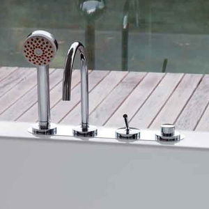 mitigeur pour baignoire / sur plan / en métal chromé / 4 trous