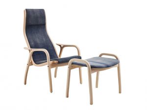 fauteuil design scandinave / en hêtre / en chêne / en tissu