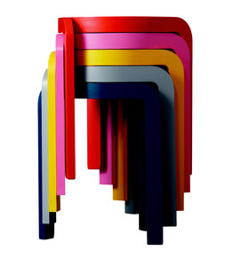 tabouret contemporain / en frêne / empilable / tapissé