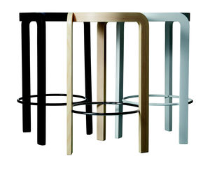 tabouret de bar contemporain / en frêne / tapissé / bleu