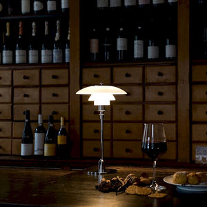lampe de table / contemporaine / en verre / en métal chromé