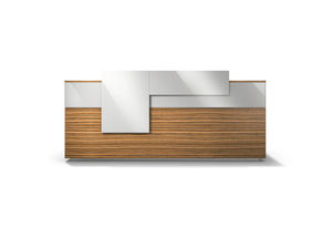 banque d'accueil d'angle / modulable / en bois / stratifiée
