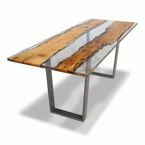 table de travail contemporaine / en bois / en résine / rectangulaire
