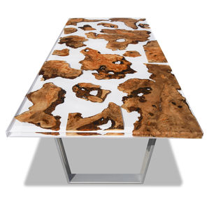 table contemporaine / en bois / rectangulaire / pour établissement public
