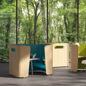 séparateur de bureau au sol / en tissu / en bois / modulable